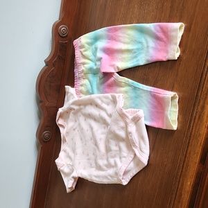 Le Top BeBe, Sz 12M  Light & Dark Pink w Rainbows; Carters, 12M, RainbowPants